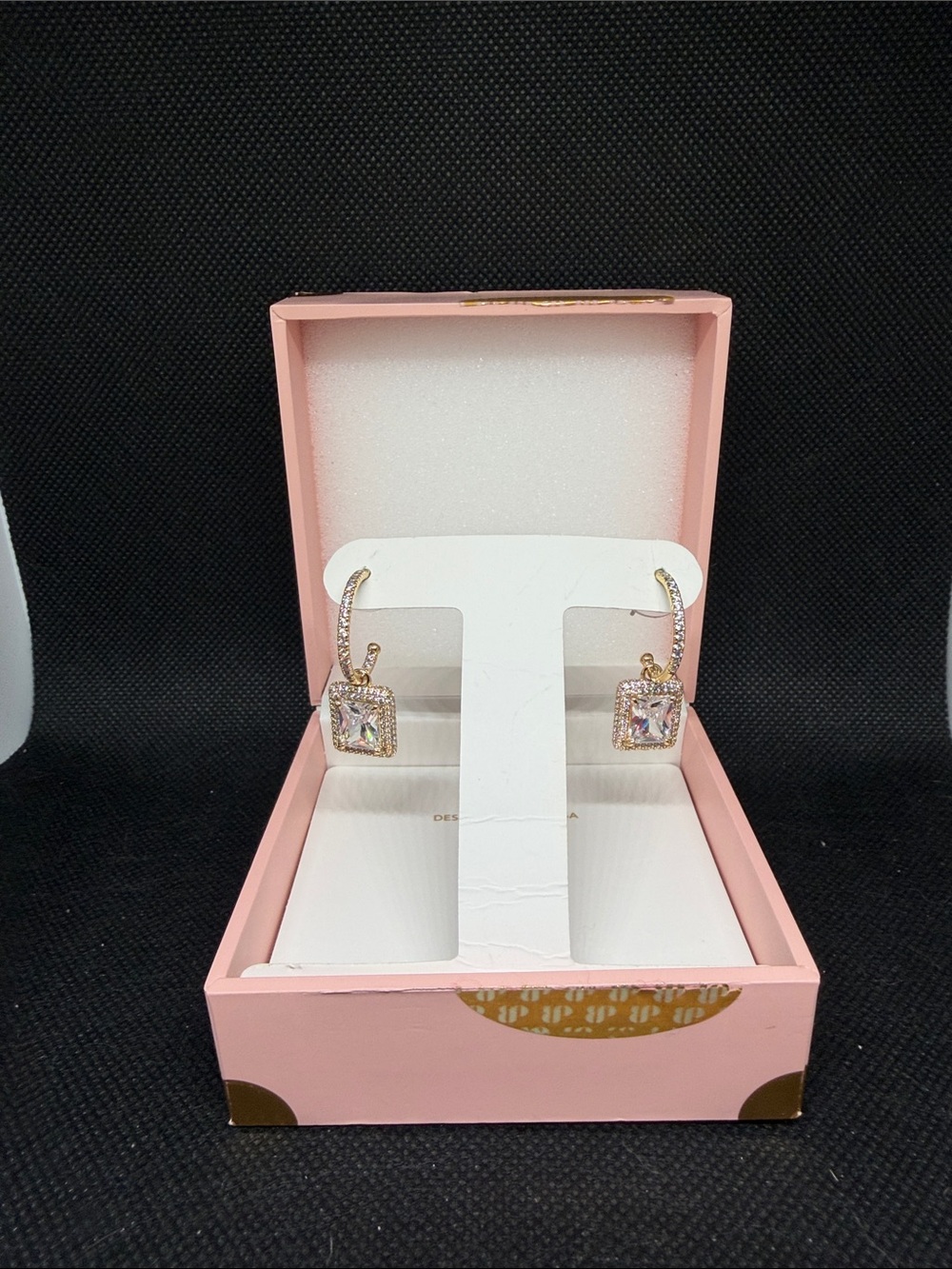 CZ on Gold Removable Charm Hoops